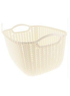 Alissa Home Storage Basket Bathroom Weaving Rattan Plastic Storage Baskets Bins Organizer with Handles Set of 2 Beige  - Image 3