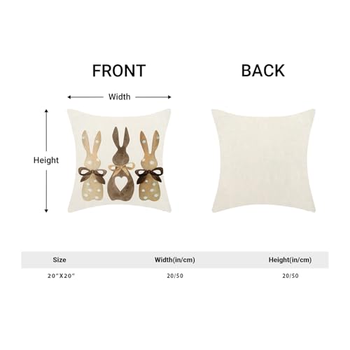 CXMEIFLY Easter Pillow Covers 20 x 20 Inch Set of 2 for Vintage Polka Dot Love Heart Bunny Decor Throw Pillows Spring Bow Rabbit Outdoor Farmhouse Decorative Cushion Cases for Couch Bed Decoration - Image 4