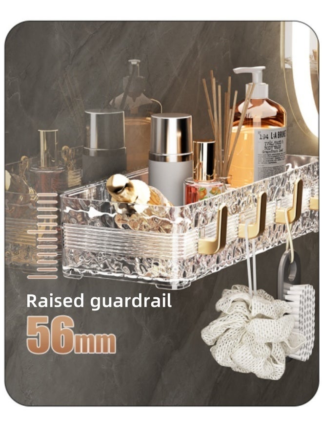 MLADEN Wall-Mounted Bathroom Shower Caddy with 4 Hooks,Transparent Bathroom Storage Rack Makeup Organizer,Large Capacity Hanging Bathroom Storage Shelf No Drilling Shelf Bathroom Organizer Rack,Rustproof Shower Shelf for Bathroom, Dorm, Toilet, Kitchen  - Image 3