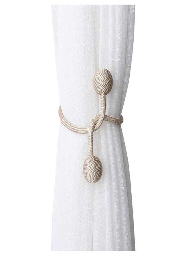 NYDECOR Curtain Tiebacks Drapery Holdbacks Window Drape Holder Weave Rope Clips for Home Office Blackout Sheer Panels, 1 Pair Beige - Image 1