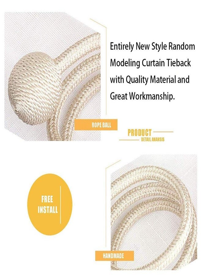 NYDECOR Curtain Tiebacks Drapery Holdbacks Window Drape Holder Weave Rope Clips for Home Office Blackout Sheer Panels, 1 Pair Beige - Image 4