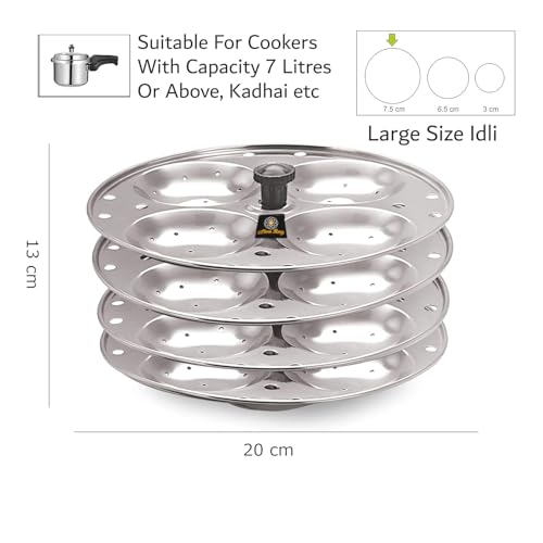 HOMETIC 4 Plates Stainless Steel Heavy Quality Idli Stand for Idli Maker Makes 16 Medium Size Idlis at Once. Heavy-Duty Stainless Steel Idli Stand - 4-Tier for 16 Medium Idlis - Image 4