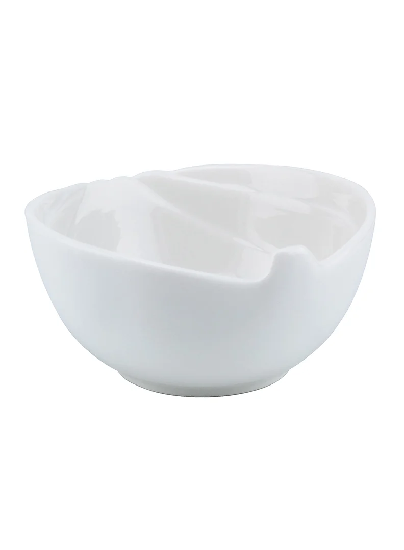 شالو Shallow Porcelain Ceramic Serving Bowl - 10x4.5cm, White