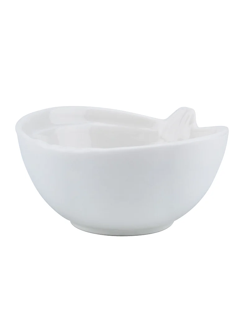 Shallow Shallow Porcelain Ceramic Serving Bowl - 10x4.5cm, White
