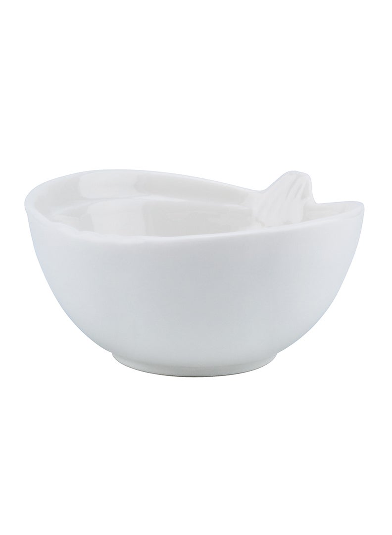 Shallow Porcelain Ceramic Serving Bowl - 10x4.5cm, White - Image 3