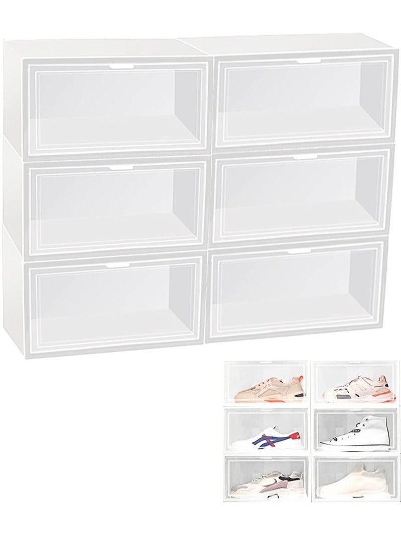 Apustim X-Large Shoe Storage Boxes Organizers Clear Plastic Stackable 6 Pack,Shoe Rack and Holder Substitute,Sneaker Containers,Toy Storage Organizer Bins for Entryway,Closet,Under Bed  - Image 1