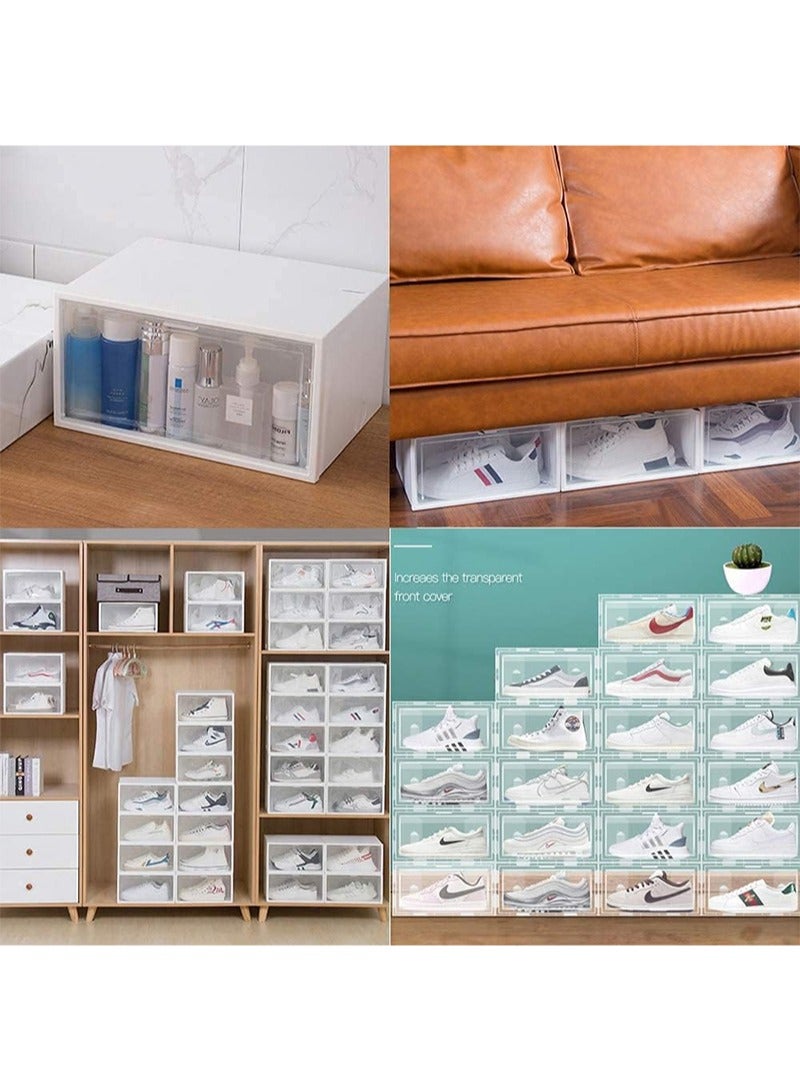 Apustim X-Large Shoe Storage Boxes Organizers Clear Plastic Stackable 6 Pack,Shoe Rack and Holder Substitute,Sneaker Containers,Toy Storage Organizer Bins for Entryway,Closet,Under Bed  - Image 3