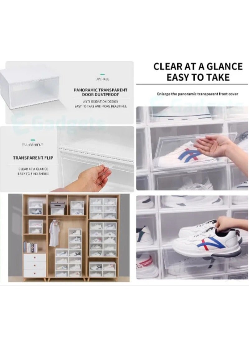 Apustim X-Large Shoe Storage Boxes Organizers Clear Plastic Stackable 6 Pack,Shoe Rack and Holder Substitute,Sneaker Containers,Toy Storage Organizer Bins for Entryway,Closet,Under Bed  - Image 4