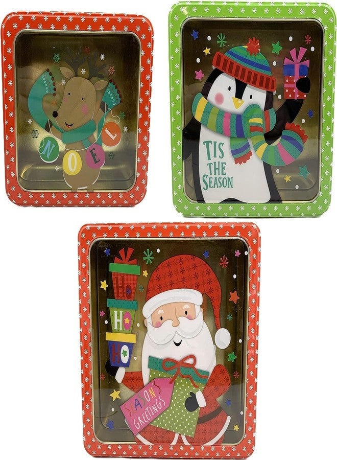 ALEF Christmas/Holiday Set of 3 Decorative Nesting Tins (Square) - Image 1