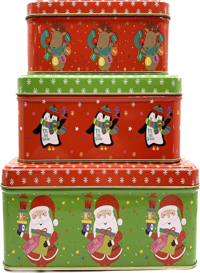 ALEF Christmas/Holiday Set of 3 Decorative Nesting Tins (Square) - Image 2