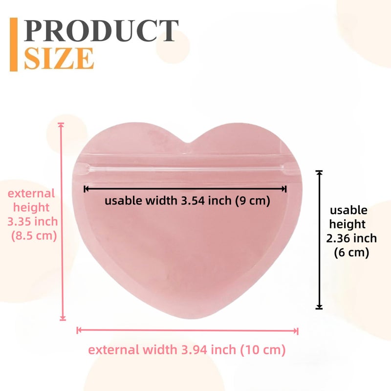 MITOB 100 Pack 3.35 x 3.94 inch Small Packets Pink Heart Shaped Transparent Reusable Resealable Bags Cute Jewelry Packaging for Homemade Earring Bracelets Candy Snack Party Favor Wedding Goodies - Image 2