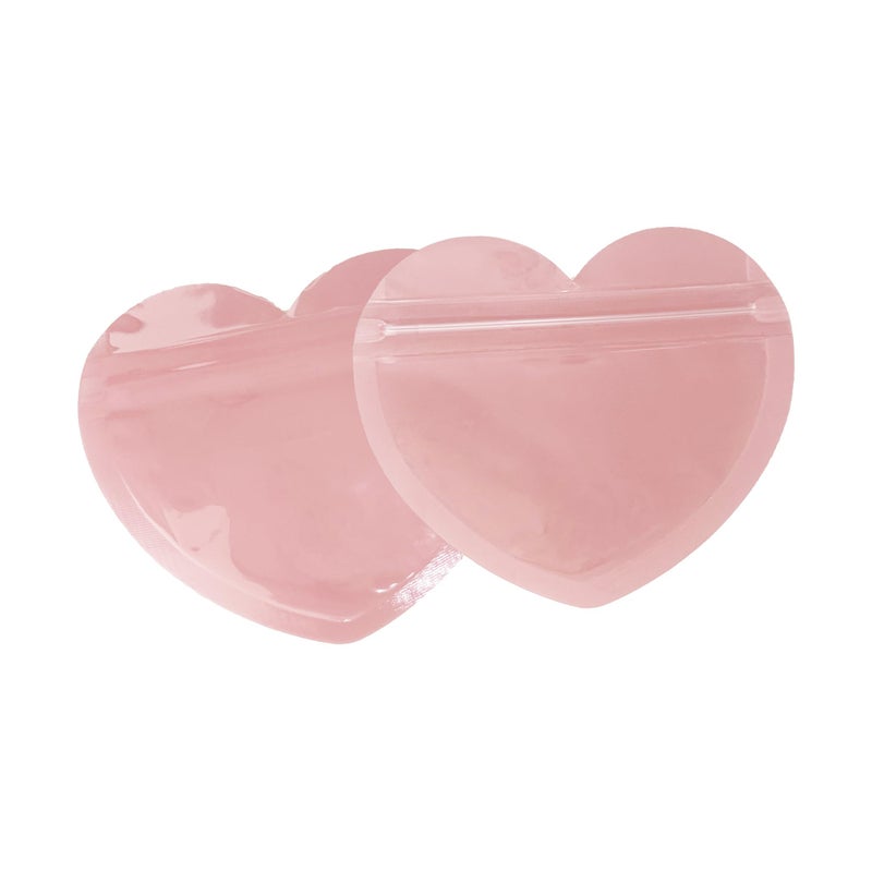 MITOB 100 Pack 3.35 x 3.94 inch Small Packets Pink Heart Shaped Transparent Reusable Resealable Bags Cute Jewelry Packaging for Homemade Earring Bracelets Candy Snack Party Favor Wedding Goodies - Image 5