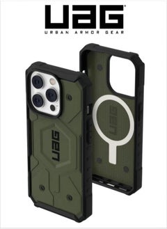 UAG Apple iPhone 14 Pro Case 6.1" Pathfinder Built-in Magnet Compatible with MagSafe Charging Slim Lightweight Shockproof Dropproof Rugged Protective Cover - Olive  - Image 1