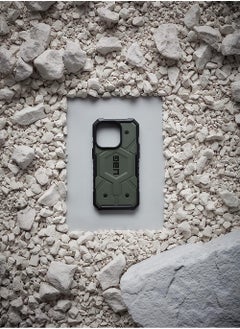 UAG Apple iPhone 14 Pro Case 6.1" Pathfinder Built-in Magnet Compatible with MagSafe Charging Slim Lightweight Shockproof Dropproof Rugged Protective Cover - Olive  - Image 5