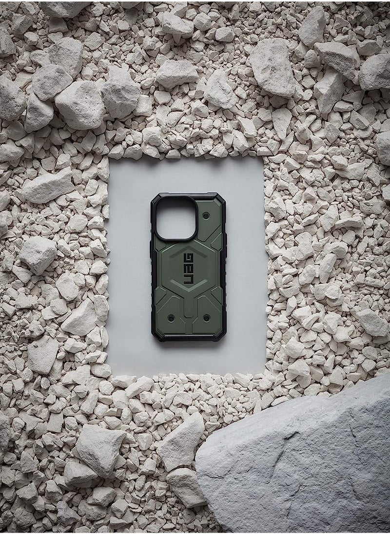 UAG Apple iPhone 14 Pro Case 6.1" Pathfinder Built-in Magnet Compatible with MagSafe Charging Slim Lightweight Shockproof Dropproof Rugged Protective Cover - Olive  - Image 5