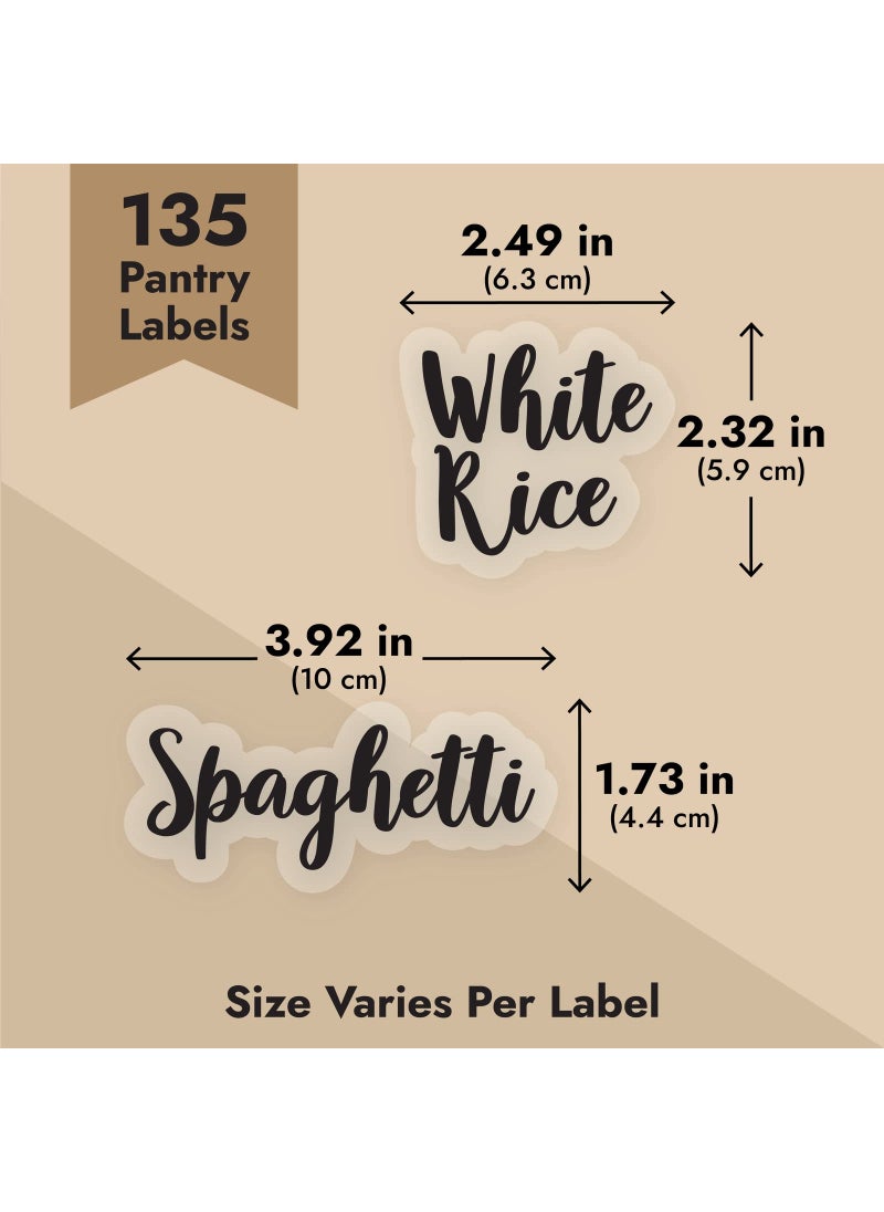 Talented Kitchen Talented Kitchen 135 Pantry Labels for Food Containers, Clear Preprinted Pantry Labels for Organizing Storage Canisters & Jars, Black Cursive Numbers Stickers (Water Resistant)  - Image 5