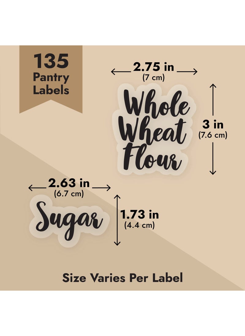 Talented Kitchen Talented Kitchen 135 Pantry Labels for Food Containers, Clear Preprinted Pantry Labels for Organizing Storage Canisters & Jars, Black Cursive Numbers Stickers (Water Resistant)  - Image 4