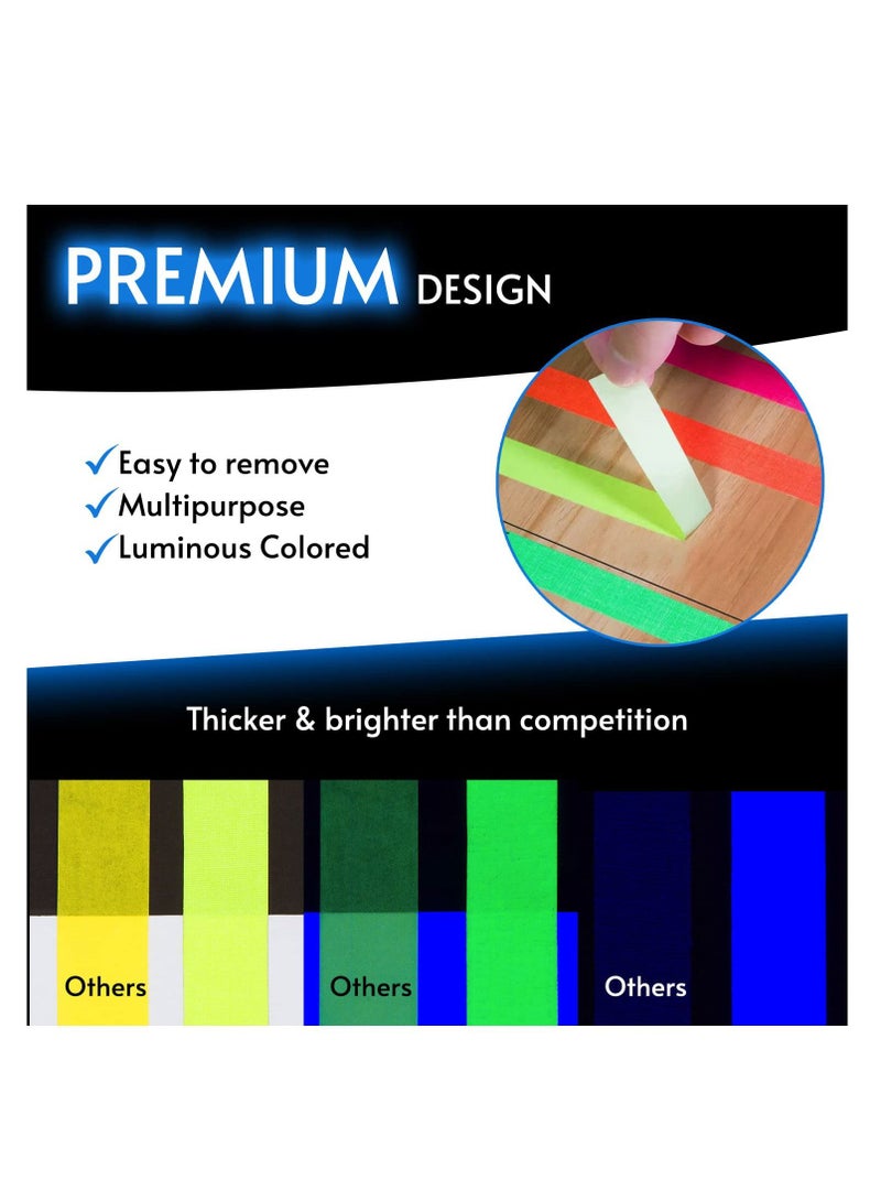 Neon Gaffer Cloth Tape UV Blacklight Reactive Fluorescent Tapes for Black Light Party Supplies Room Decorations Glow in the Dark 10 Rolls