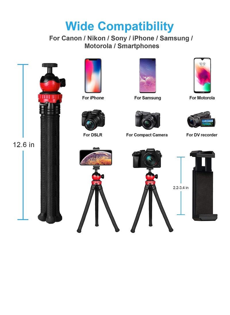 Excefore - Mobile Phone Tripod, Portable Flexible Tripod, Flexible Smart Phone/Camera Tripod, Mini Video Blog Tripod, With Wireless Remote Control, Compatible With Iphone and other Android Phones - Image 1