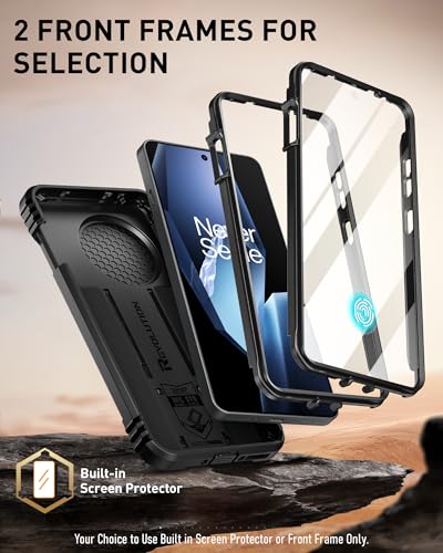 Poetic Revolution Case for OnePlus 13R 5G, [Slide Camera Cover], Built-in Screen Protector [Work with Fingerprint ID], [2 Front Frame] Full Body Rugged Shockproof Case with Kickstand, Black - Image 5