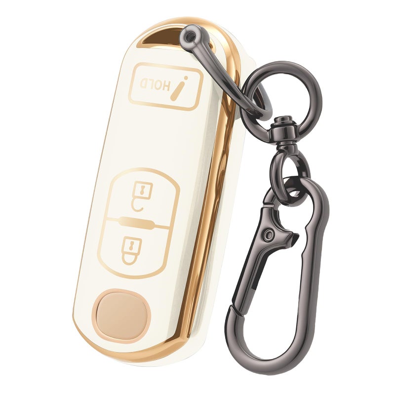 CHATYYD Key fob Cover for Mazda with KeychainSoft TPU Car Key Cover Case for Mazda 3 CX3 CX5 20132017 AccessoriesWhite - Image 3