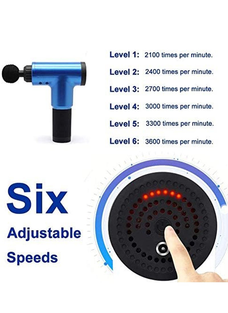 Generic - Professional Massage Gun KH-320 , 4 In 1 Deep Tissue Electric Percussion Handheld Device for Body Back Pain Relief Therapy , 6 level variable frequency vibration - blue - Image 1