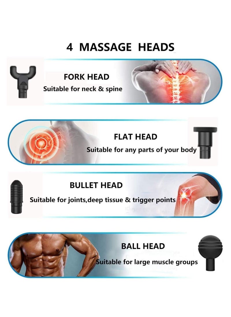 Generic - Professional Massage Gun KH-320 , 4 In 1 Deep Tissue Electric Percussion Handheld Device for Body Back Pain Relief Therapy , 6 level variable frequency vibration - blue - Image 1