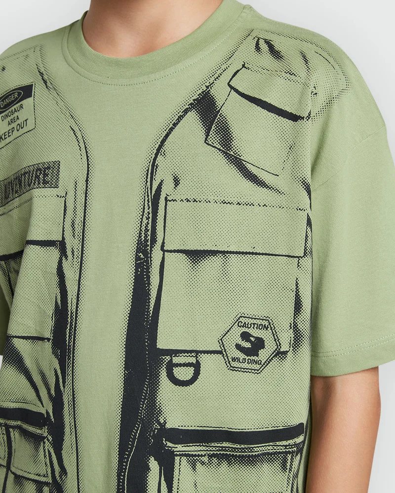 Ovs Aspen Green Short Sleeve Tee  For Boys