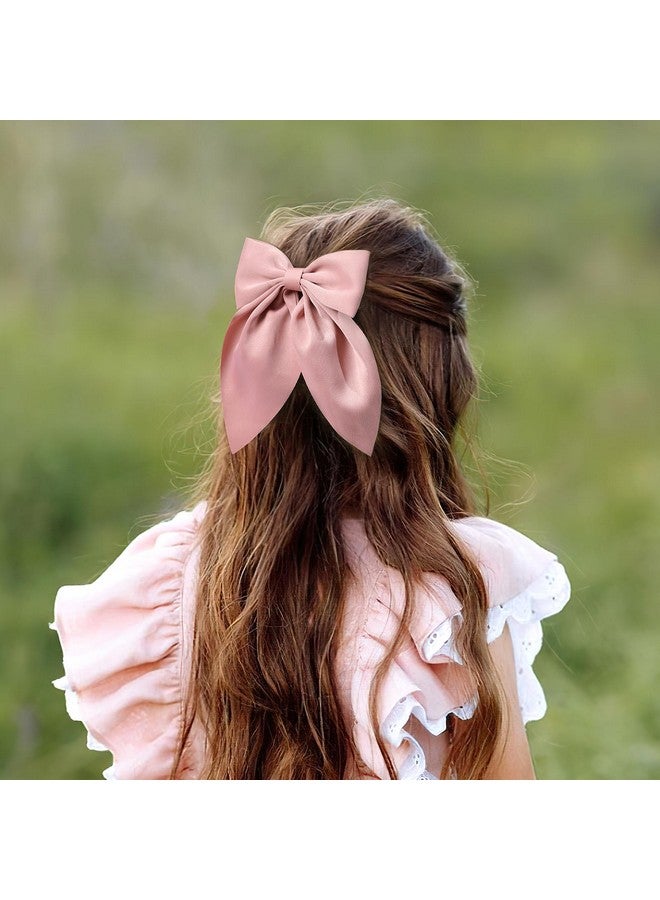 CellElection 6pcs Satin Hair Bows for Girls Fall Bow Hair Clips Neutral Colors Hair Bow Ribbon Bows Barrettes for Toddlers Kids Hair Accessories for Girls - Image 2