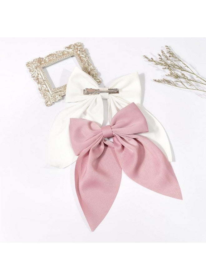 CellElection 6pcs Satin Hair Bows for Girls Fall Bow Hair Clips Neutral Colors Hair Bow Ribbon Bows Barrettes for Toddlers Kids Hair Accessories for Girls - Image 5