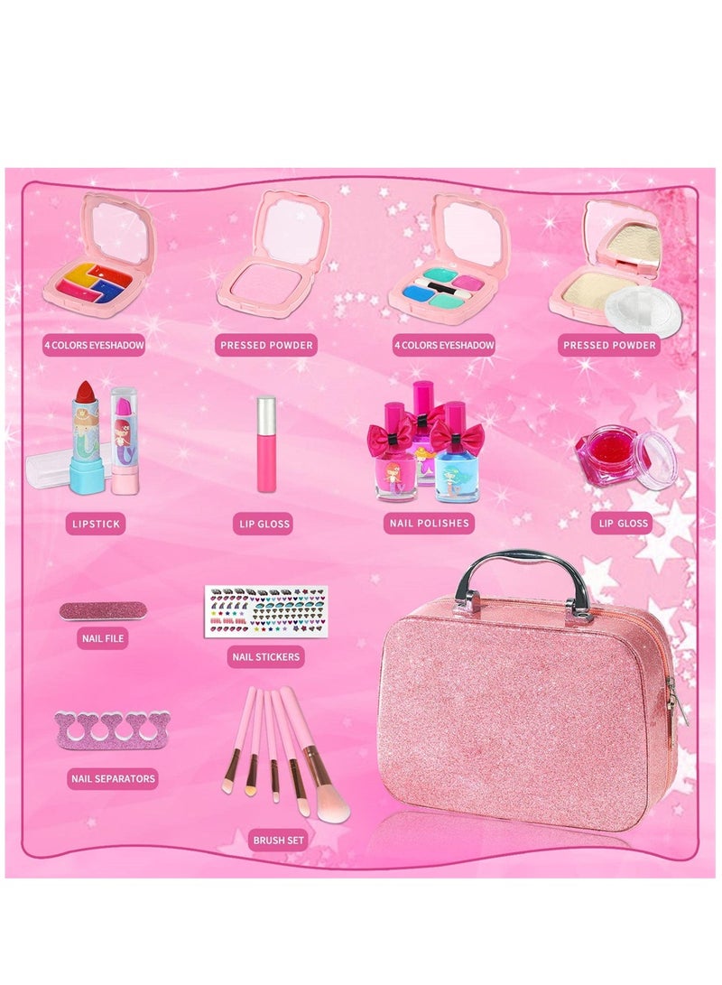 Excefore Kids Washable Makeup Girl Toys, Kids Makeup Kit for Girl, Safe and Non-Toxic Little Girl Makeup Set, Little Girls Makeup Kit for Toddler Kid Children Princess, Birthday Gift for Girl 4-10 Year Old  - Image 4