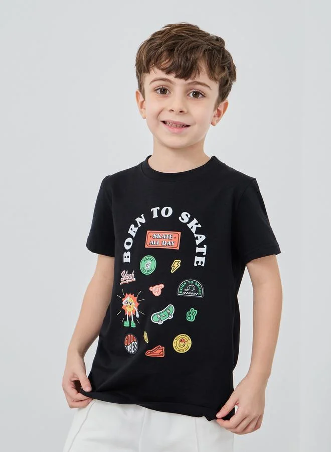 Styli Graphic Print Round Neck T-Shirt