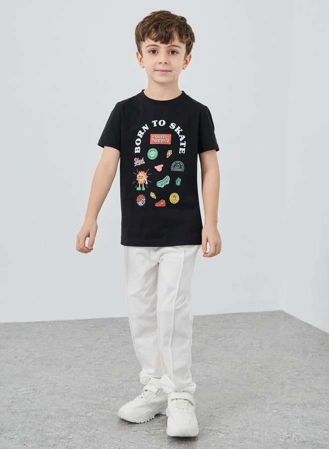 Styli Graphic Print Round Neck T-Shirt