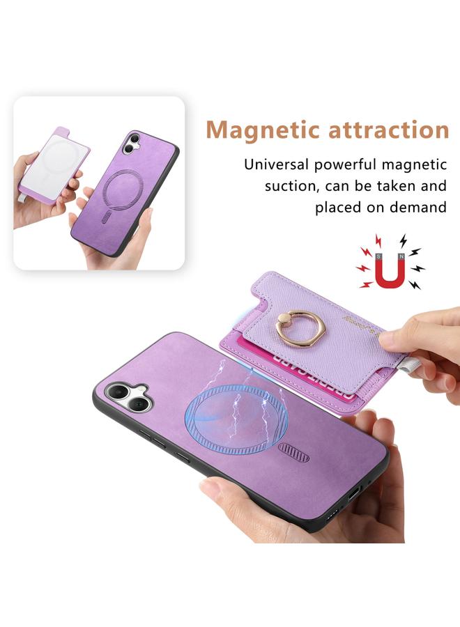 اس-توب جراب لهاتف Samsung Galaxy XCover 7 بتصميم كلاسيكي متقاطع من الجلد مع حلقة إدخال أفقية وحقيبة بطاقات وحافظة هاتف MagSafe - Image 4