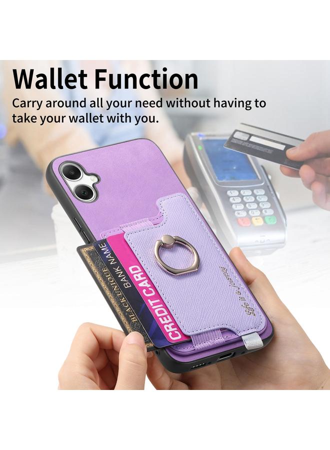 اس-توب جراب لهاتف Samsung Galaxy XCover 7 بتصميم كلاسيكي متقاطع من الجلد مع حلقة إدخال أفقية وحقيبة بطاقات وحافظة هاتف MagSafe - Image 3