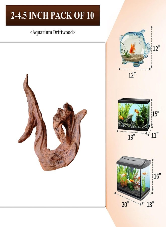 majoywoo Natural Small Driftwood for Aquarium Decor Reptile Decor, Assorted Driftwood Branch 2-4.5" 10 Pcs, Fish Tank Decorations - Image 2