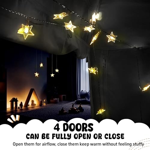 RIYDH Bed Tent Bed Canopy Breathable 100% for Adult and Kids Light Reduction Sleeping Dream Tents Indoor Portable Big Space with String Light 4 Doors Twin Full Queen King Size - Image 3