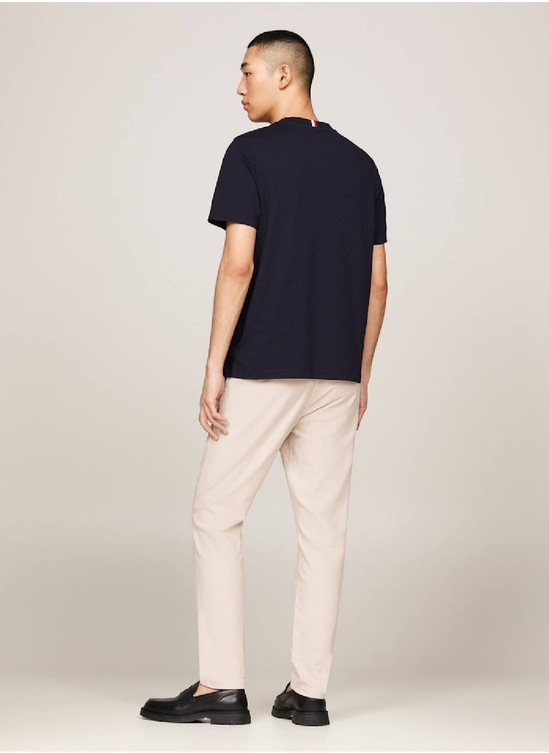 TOMMY HILFIGER Men's Crew Neck Patch Pocket T-Shirt -  Pure cotton, Blue  - Image 3
