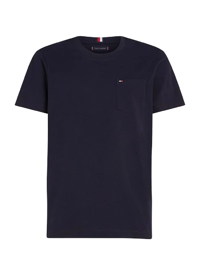 TOMMY HILFIGER Men's Crew Neck Patch Pocket T-Shirt -  Pure cotton, Blue