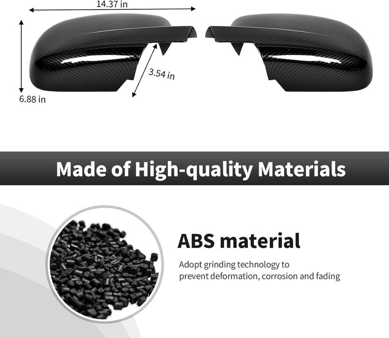 CheroCar Side Door Mirror Cover Overlay - ABS Carbon Fiber Pattern for Tahoe/Suburban/Avalanche/Silverado/GMC Yukon/Sierra/Escalade (2007-2013) - Image 2