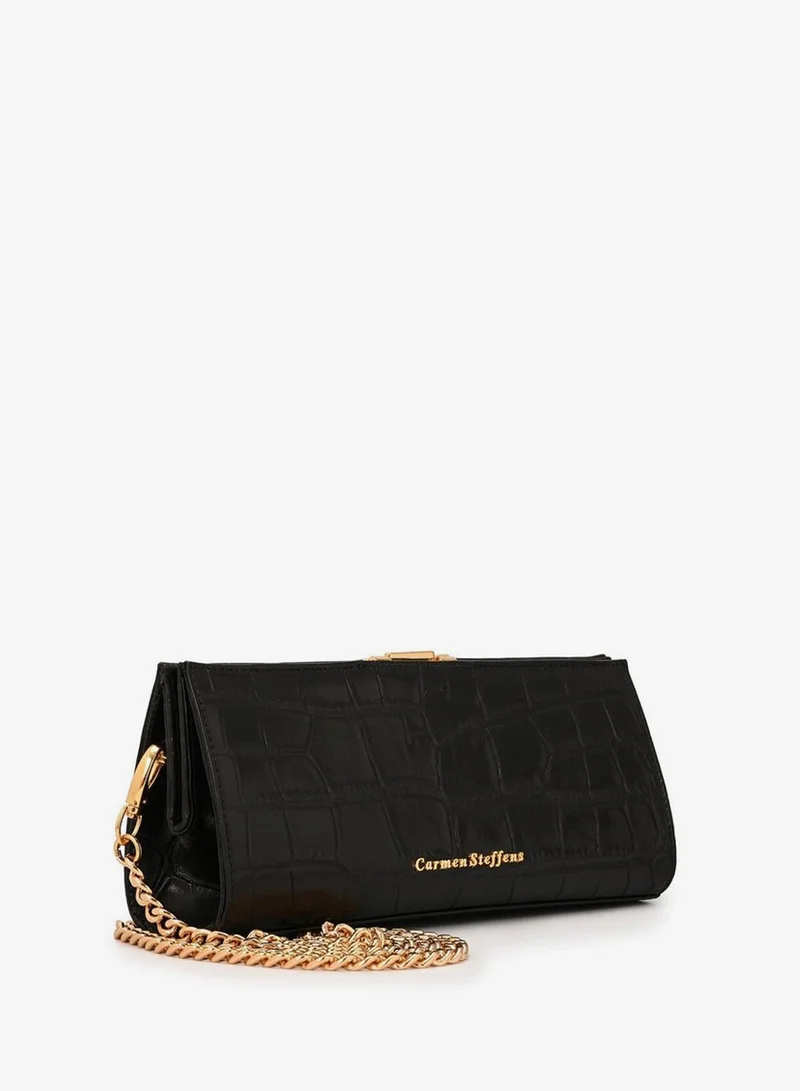 Black Croco Leather Crossbody Bag