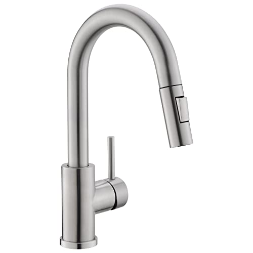 Cenosa Modern Bar Sink Faucet for Kitchen Sink Single Handle with Pull Out Sprayer Hot and Cold Brushed Nickel CENOSA - Image 1