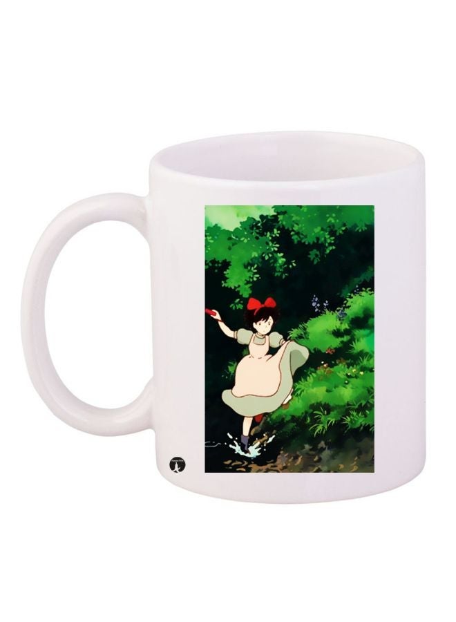 RYN Anime Girl Printed Coffee Mug White/Green/Red 11ounce