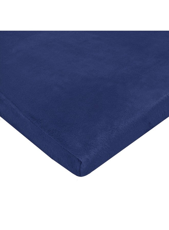 TL Care Heavenly Soft Chenille Fitted Pack 'N Play Playard Sheet Navy For Boys - Image 2