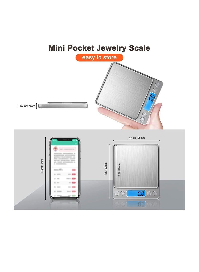 Multifunction Digital Kitchen Scale High Accuracy Electronic Food Weight, Measures in Grams and oz, for Baking, Cooking, Jewelry. LCD Display, Tare Function, 2 Trays. (3000g/0.01g) - Image 2
