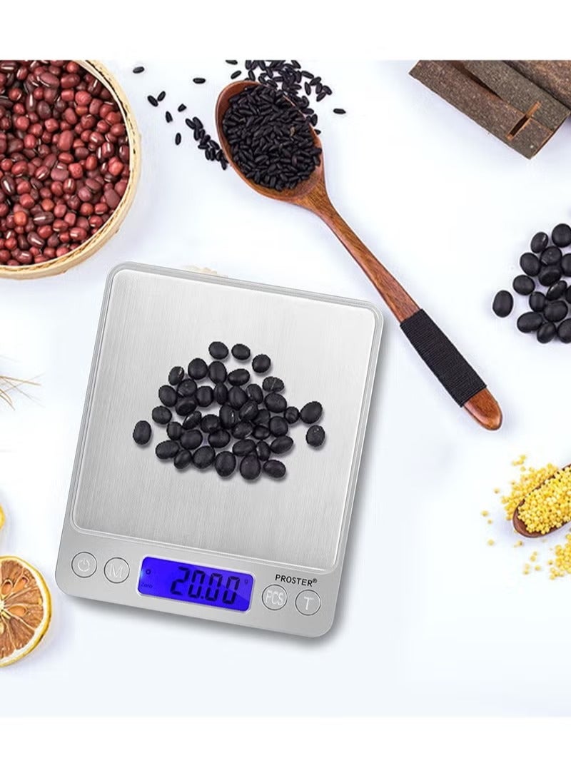 Multifunction Digital Kitchen Scale High Accuracy Electronic Food Weight, Measures in Grams and oz, for Baking, Cooking, Jewelry. LCD Display, Tare Function, 2 Trays. (3000g/0.01g) - Image 5