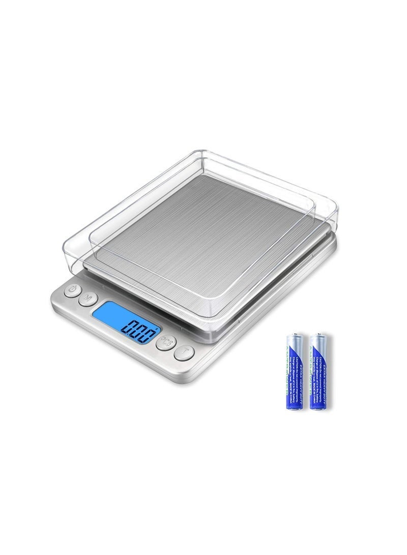 Multifunction Digital Kitchen Scale High Accuracy Electronic Food Weight, Measures in Grams and oz, for Baking, Cooking, Jewelry. LCD Display, Tare Function, 2 Trays. (3000g/0.01g) - Image 1