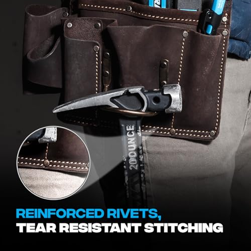 Ox Pro Drywall Tool Belt - 22-Pocket Leather Tool Belt Pouches - Made of Oil-Tanned Leather with Double-Stitching and Steel Rivets - OX-P263804 - Image 4