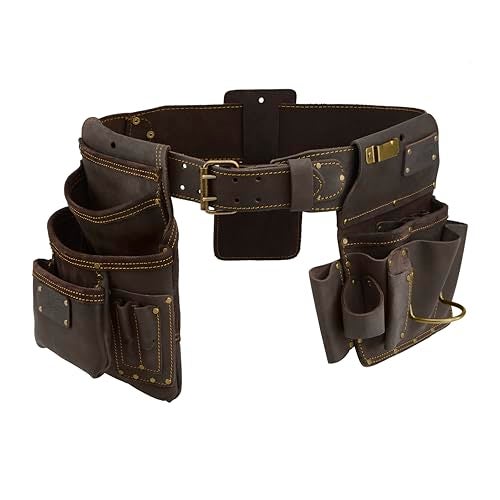 Ox Pro Drywall Tool Belt - 22-Pocket Leather Tool Belt Pouches - Made of Oil-Tanned Leather with Double-Stitching and Steel Rivets - OX-P263804 - Image 1