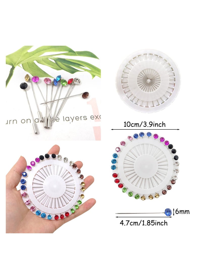 Hijab Pins with Safety Caps, 30Pcs Colorful Crystal Rhinestone Pins, Scarf Pins, Brooch Pins, Shawl Sweater Cardigan Safety Pins, Wedding Pins Sewing Snag-Free Pins - Image 2